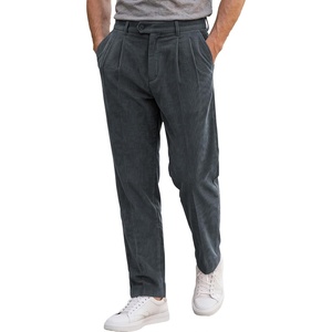 image:imageJMIERR Mens Stretch Corduroy Pants Elastic Waist Casual Pleated Trousers Regular Fit Dress Date PantsGrey