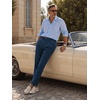 image:imageJMIERR Mens Corduroy Pants Stretch Relaxed Tapered Fit Pleated Trousers  Stretch Corduroy Front Pleats Side Elastic Inserts 4Pocket Design Fall Winter Dress PantsBlue