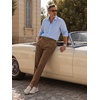 image:imageJMIERR Mens Corduroy Pants Stretch Relaxed Tapered Fit Pleated Trousers  Stretch Corduroy Front Pleats Side Elastic Inserts 4Pocket Design Fall Winter Dress PantsBrown