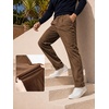 image:imageJMIERR Mens Corduroy Pants Stretch Relaxed Tapered Fit Pleated Trousers  Stretch Corduroy Front Pleats Side Elastic Inserts 4Pocket Design Fall Winter Dress PantsBrown