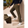 image:imageJMIERR Mens Corduroy Pants Stretch Relaxed Tapered Fit Pleated Trousers  Stretch Corduroy Front Pleats Side Elastic Inserts 4Pocket Design Fall Winter Dress PantsDark Khaki