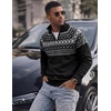 image:imageJMIERR Mens Quarter Zip Pullover Lightweight Mock Neck Knitted Sweater 2026 Fall SweatersBlack