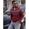 image:imageJMIERR Mens Quarter Zip Pullover Lightweight Mock Neck Knitted Sweater 2026 Fall SweatersBurgundy