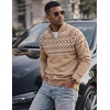 image:imageJMIERR Mens Quarter Zip Pullover Lightweight Mock Neck Knitted Sweater 2026 Fall SweatersPale Khaki