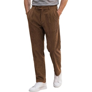 image:imageJMIERR Mens Corduroy Pants Stretch Relaxed Tapered Fit Pleated Trousers  Stretch Corduroy Front Pleats Side Elastic Inserts 4Pocket Design Fall Winter Dress PantsBrown
