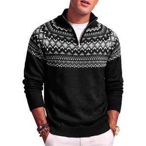 image:imageJMIERR Mens Quarter Zip Pullover Lightweight Mock Neck Knitted Sweater 2026 Fall SweatersBlack