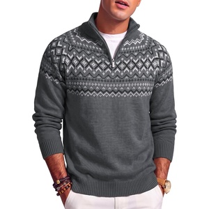 image:imageJMIERR Mens Quarter Zip Pullover Lightweight Mock Neck Knitted Sweater 2026 Fall SweatersGray