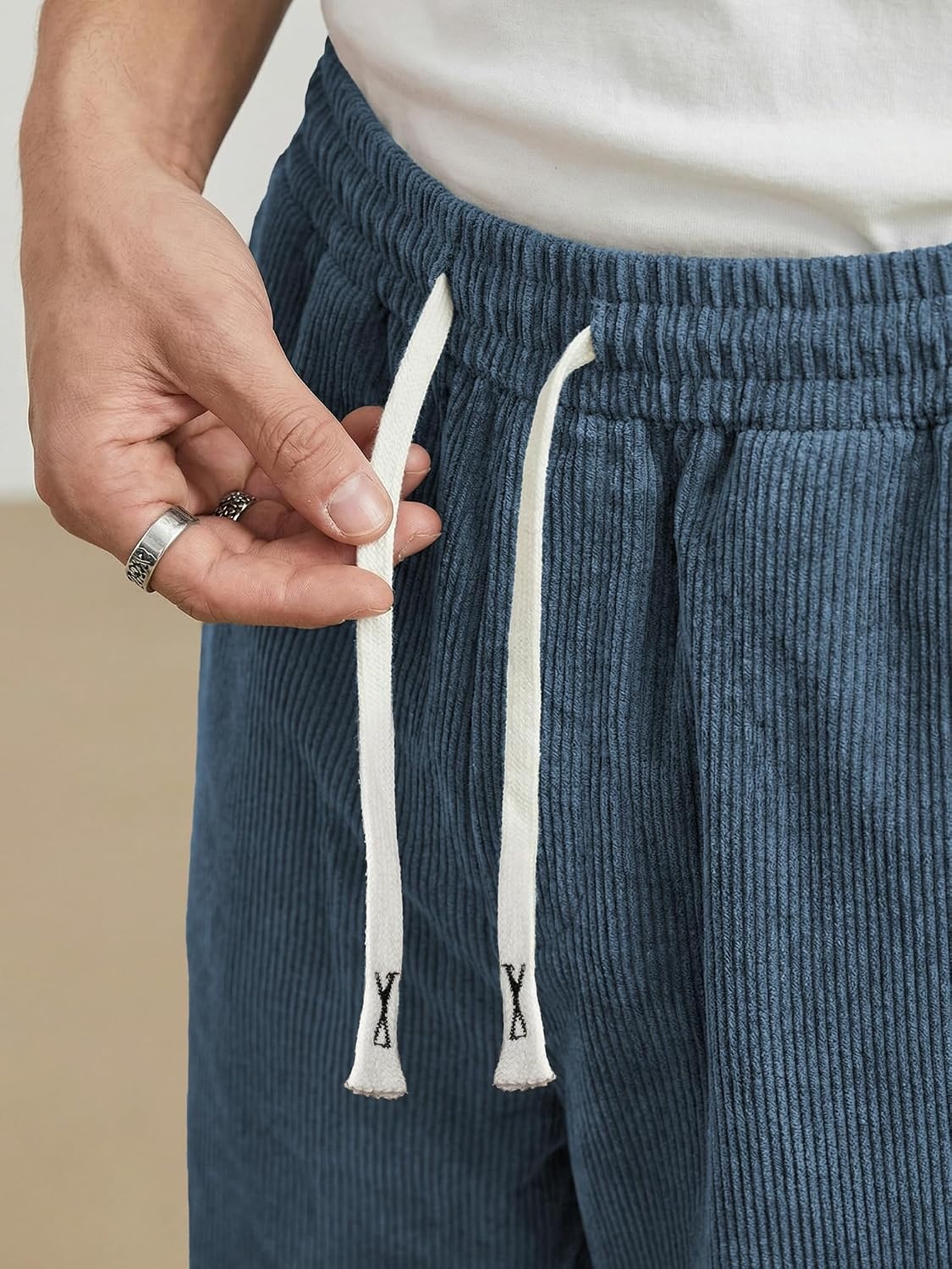image:imageJMIERR Mens Corduroy Pants Wide Leg Baggy Sweatpants  Loose Fit Joggers Elastic Waist Drawstring Casual Sweatpants Vintage Pants Fall Winter Fashion StreetwearAshleigh Blue