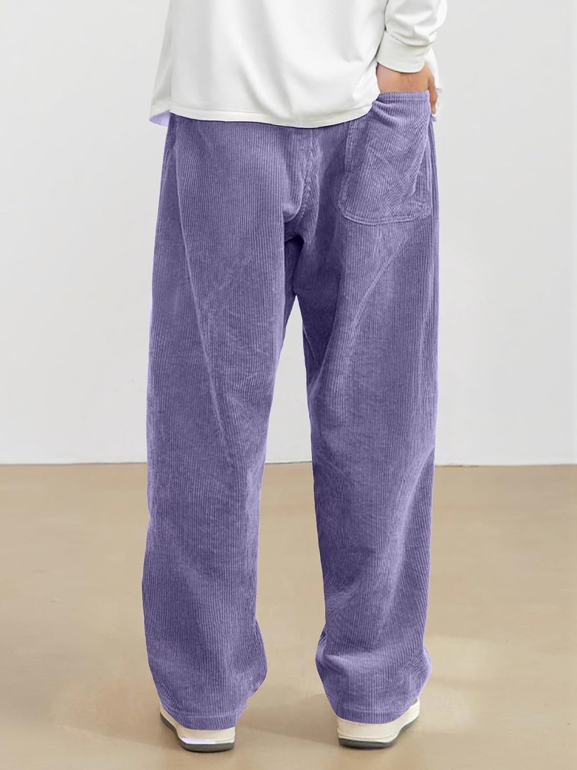 image:imageJMIERR Mens Corduroy Pants Wide Leg Baggy Sweatpants  Loose Fit Joggers Elastic Waist Drawstring Casual Sweatpants Vintage Pants Fall Winter Fashion StreetwearPurple