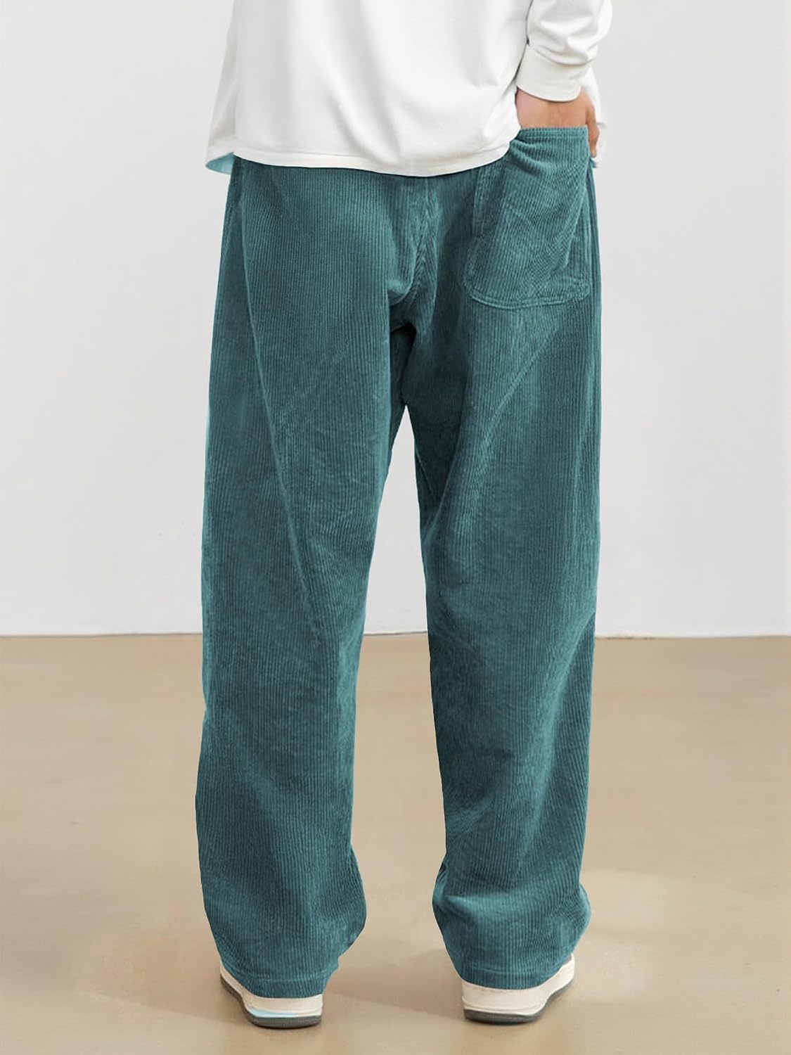 image:imageJMIERR Mens Corduroy Pants Wide Leg Baggy Sweatpants  Loose Fit Joggers Elastic Waist Drawstring Casual Sweatpants Vintage Pants Fall Winter Fashion StreetwearBlue