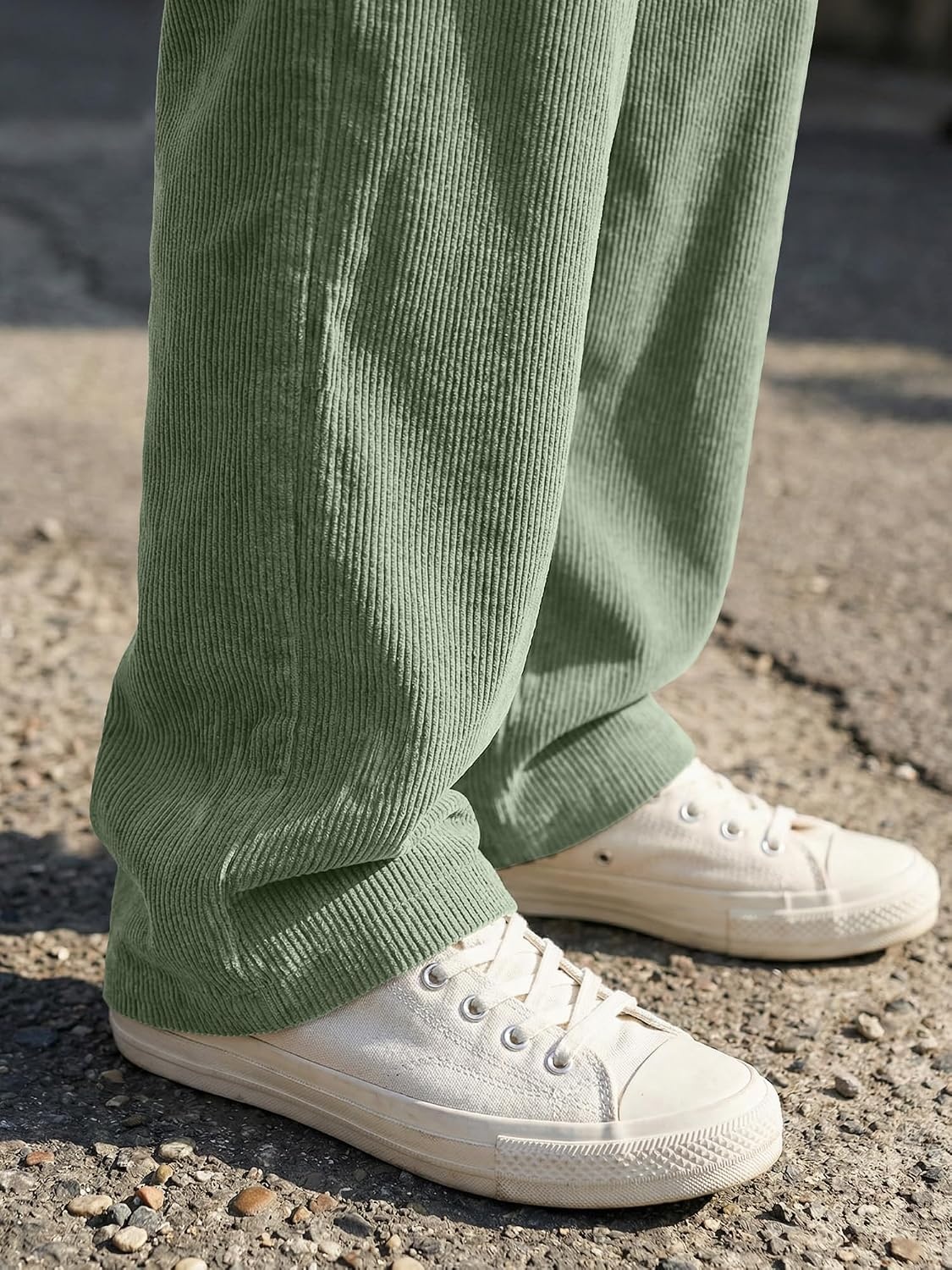 image:imageJMIERR Mens Corduroy Pants Wide Leg Baggy Sweatpants  Loose Fit Joggers Elastic Waist Drawstring Casual Sweatpants Vintage Pants Fall Winter Fashion StreetwearLight Green