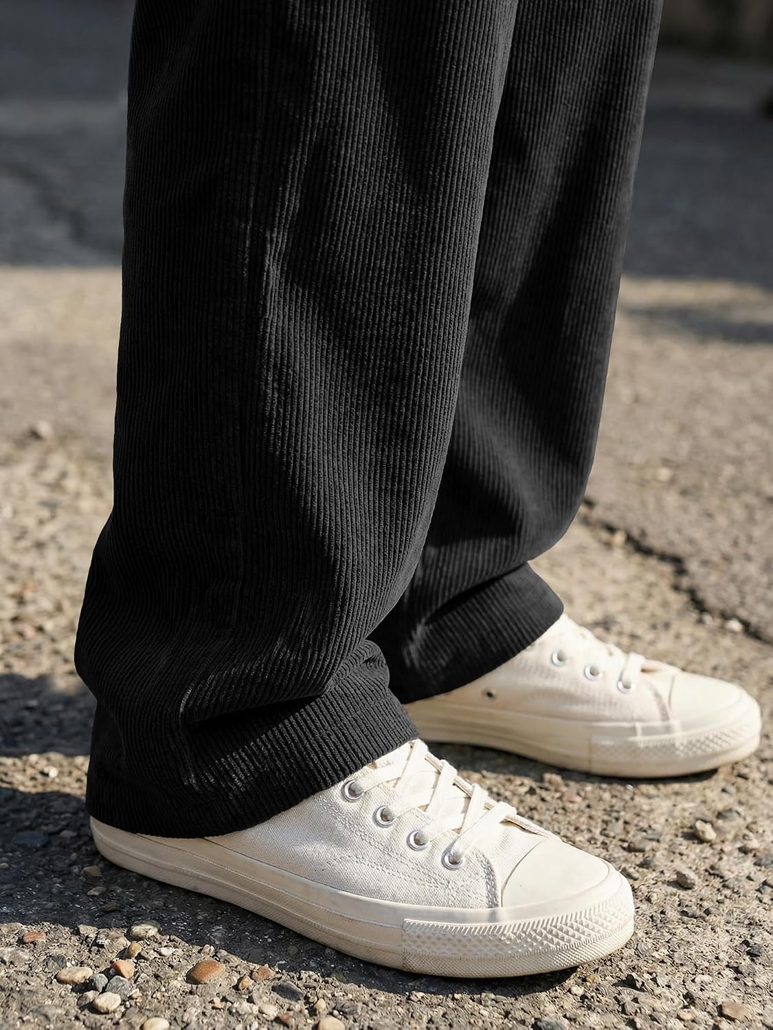 image:imageJMIERR Mens Corduroy Pants Wide Leg Baggy Sweatpants  Loose Fit Joggers Elastic Waist Drawstring Casual Sweatpants Vintage Pants Fall Winter Fashion StreetwearBlack