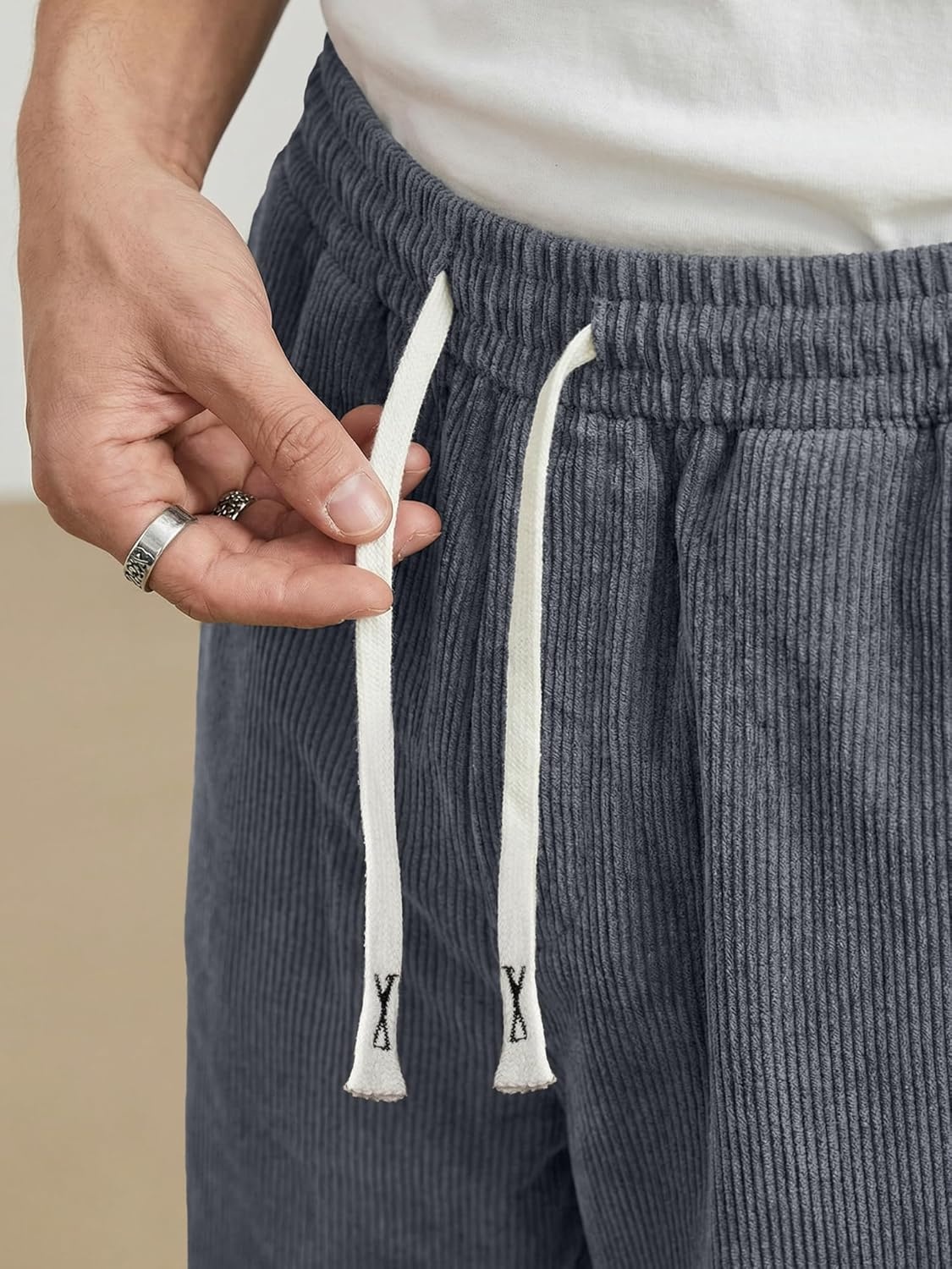 image:imageJMIERR Mens Corduroy Pants Wide Leg Baggy Sweatpants  Loose Fit Joggers Elastic Waist Drawstring Casual Sweatpants Vintage Pants Fall Winter Fashion StreetwearGrey