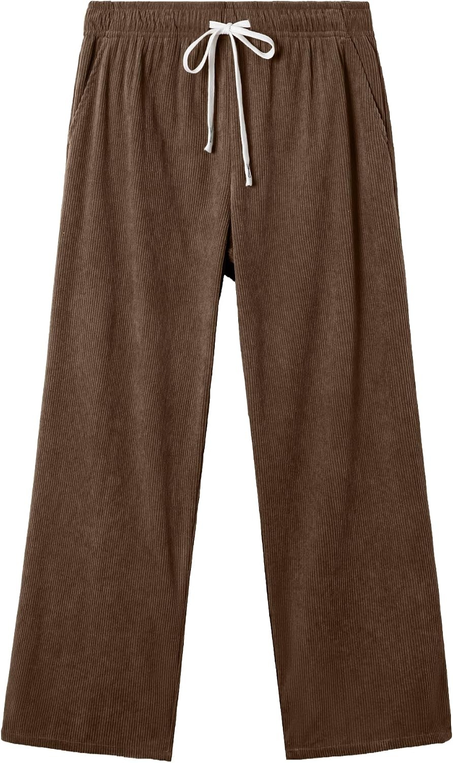 image:imageJMIERR Mens Corduroy Pants Wide Leg Baggy Sweatpants  Loose Fit Joggers Elastic Waist Drawstring Casual Sweatpants Vintage Pants Fall Winter Fashion StreetwearBrown