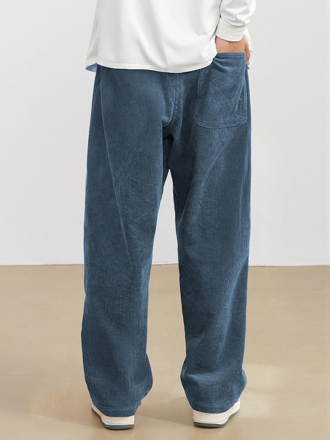 image:imageJMIERR Mens Corduroy Pants Wide Leg Baggy Sweatpants  Loose Fit Joggers Elastic Waist Drawstring Casual Sweatpants Vintage Pants Fall Winter Fashion StreetwearAshleigh Blue