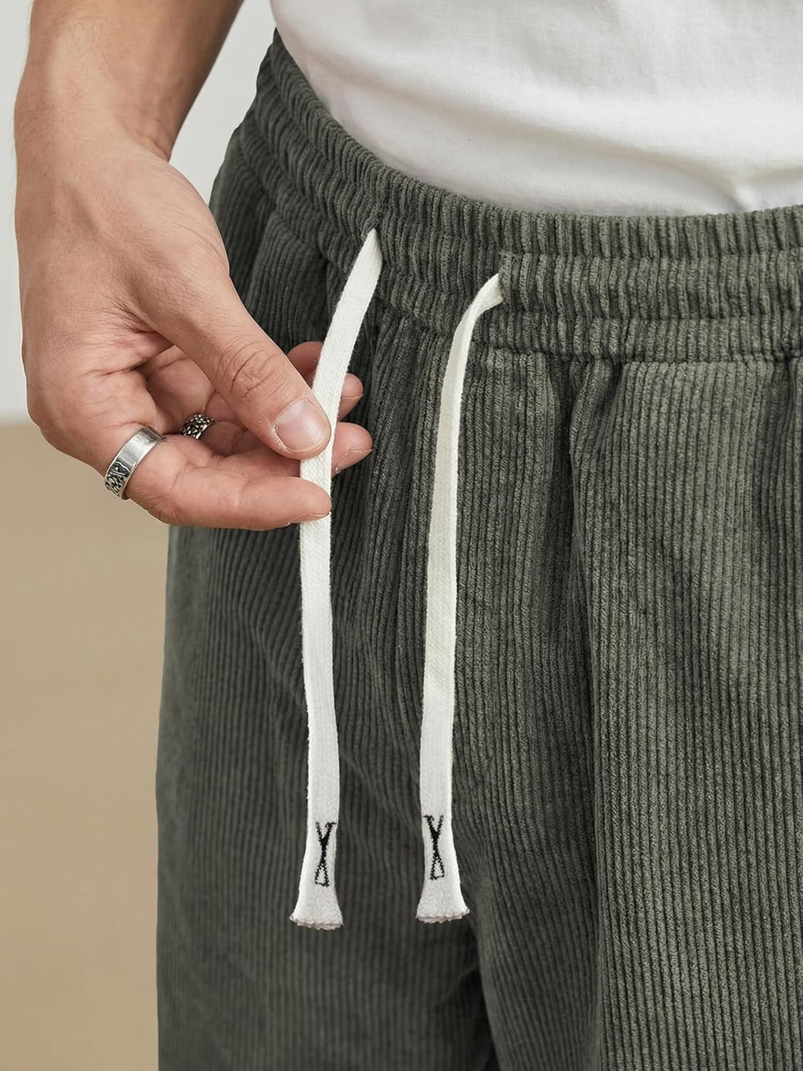 image:imageJMIERR Mens Corduroy Pants Wide Leg Baggy Sweatpants  Loose Fit Joggers Elastic Waist Drawstring Casual Sweatpants Vintage Pants Fall Winter Fashion StreetwearGreen