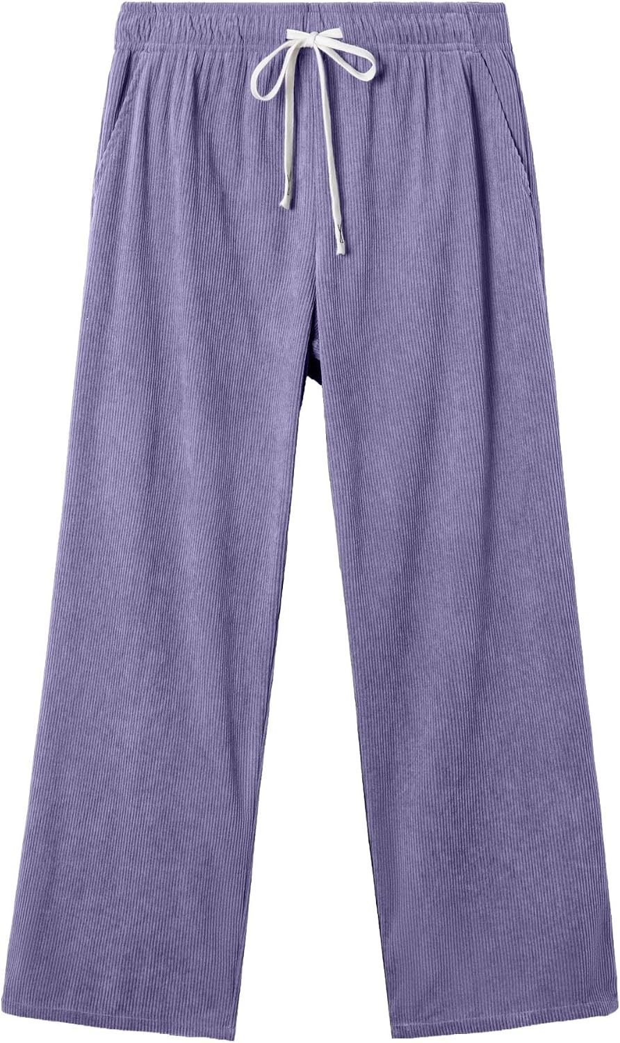 image:imageJMIERR Mens Corduroy Pants Wide Leg Baggy Sweatpants  Loose Fit Joggers Elastic Waist Drawstring Casual Sweatpants Vintage Pants Fall Winter Fashion StreetwearPurple