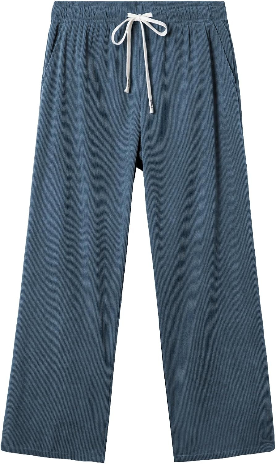image:imageJMIERR Mens Corduroy Pants Wide Leg Baggy Sweatpants  Loose Fit Joggers Elastic Waist Drawstring Casual Sweatpants Vintage Pants Fall Winter Fashion StreetwearAshleigh Blue