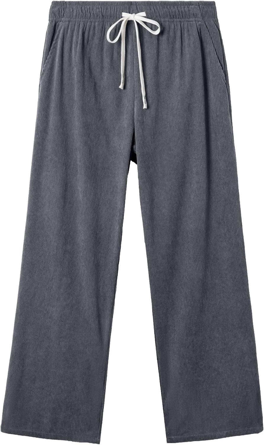 image:imageJMIERR Mens Corduroy Pants Wide Leg Baggy Sweatpants  Loose Fit Joggers Elastic Waist Drawstring Casual Sweatpants Vintage Pants Fall Winter Fashion StreetwearGrey