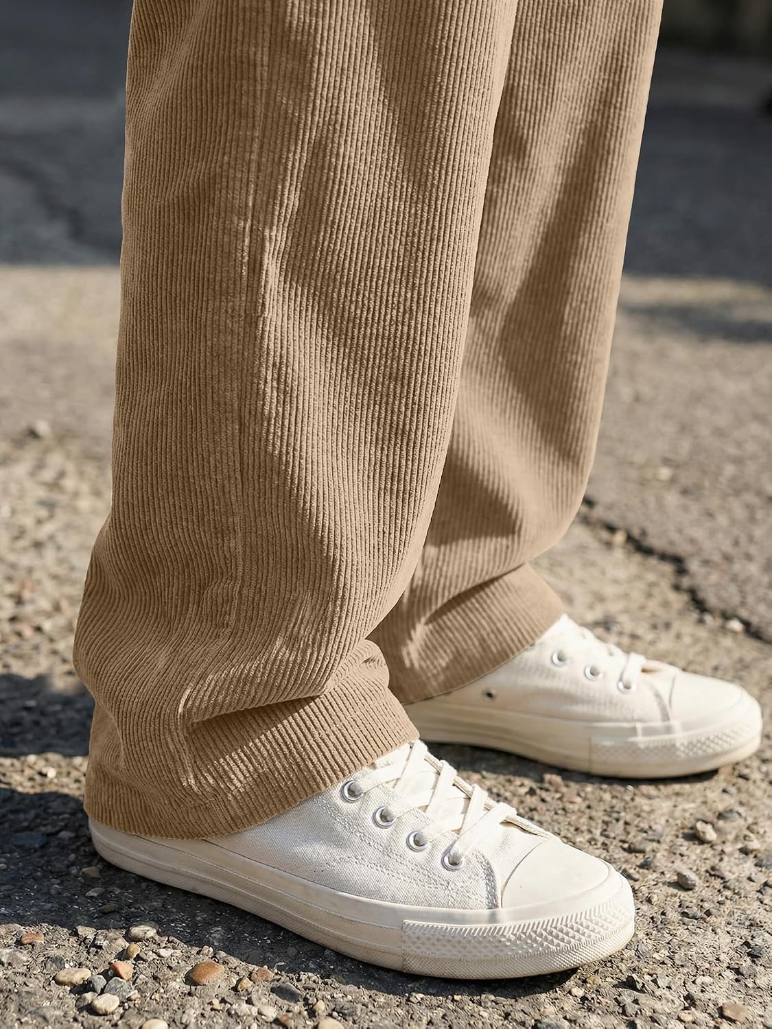 image:imageJMIERR Mens Corduroy Pants Wide Leg Baggy Sweatpants  Loose Fit Joggers Elastic Waist Drawstring Casual Sweatpants Vintage Pants Fall Winter Fashion StreetwearLight Brown