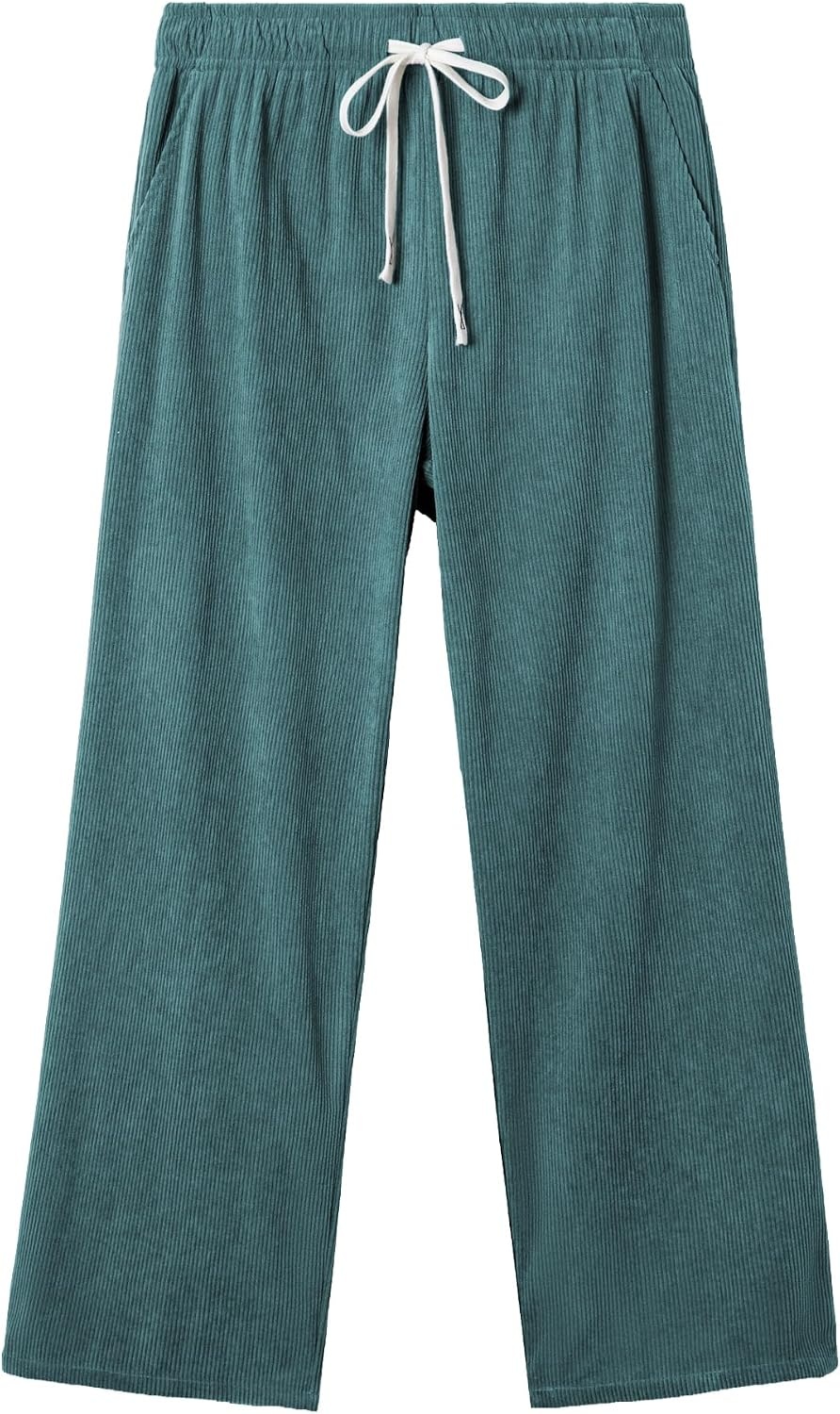 image:imageJMIERR Mens Corduroy Pants Wide Leg Baggy Sweatpants  Loose Fit Joggers Elastic Waist Drawstring Casual Sweatpants Vintage Pants Fall Winter Fashion StreetwearBlue