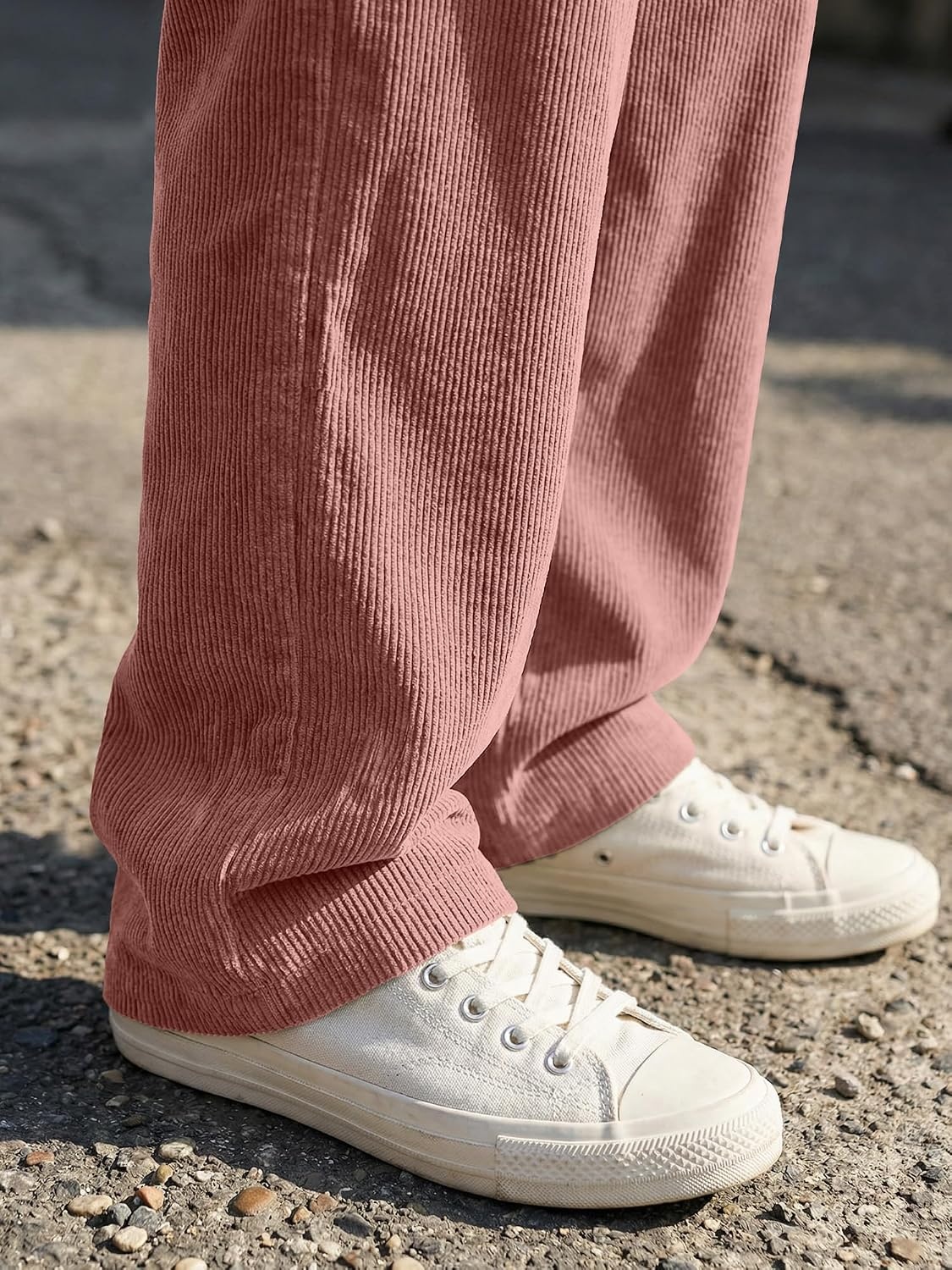 image:imageJMIERR Mens Corduroy Pants Wide Leg Baggy Sweatpants  Loose Fit Joggers Elastic Waist Drawstring Casual Sweatpants Vintage Pants Fall Winter Fashion StreetwearPink