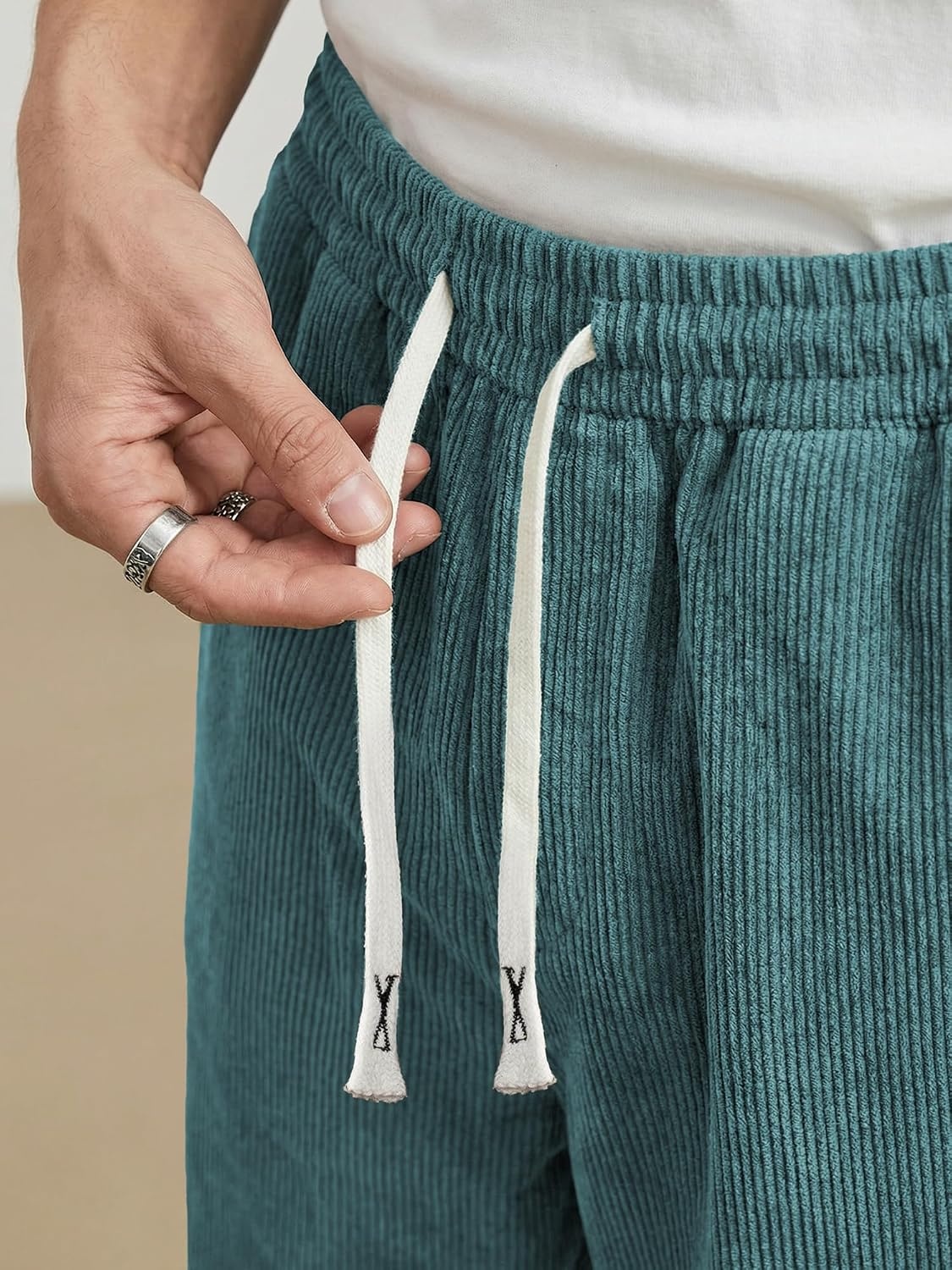 image:imageJMIERR Mens Corduroy Pants Wide Leg Baggy Sweatpants  Loose Fit Joggers Elastic Waist Drawstring Casual Sweatpants Vintage Pants Fall Winter Fashion StreetwearBlue
