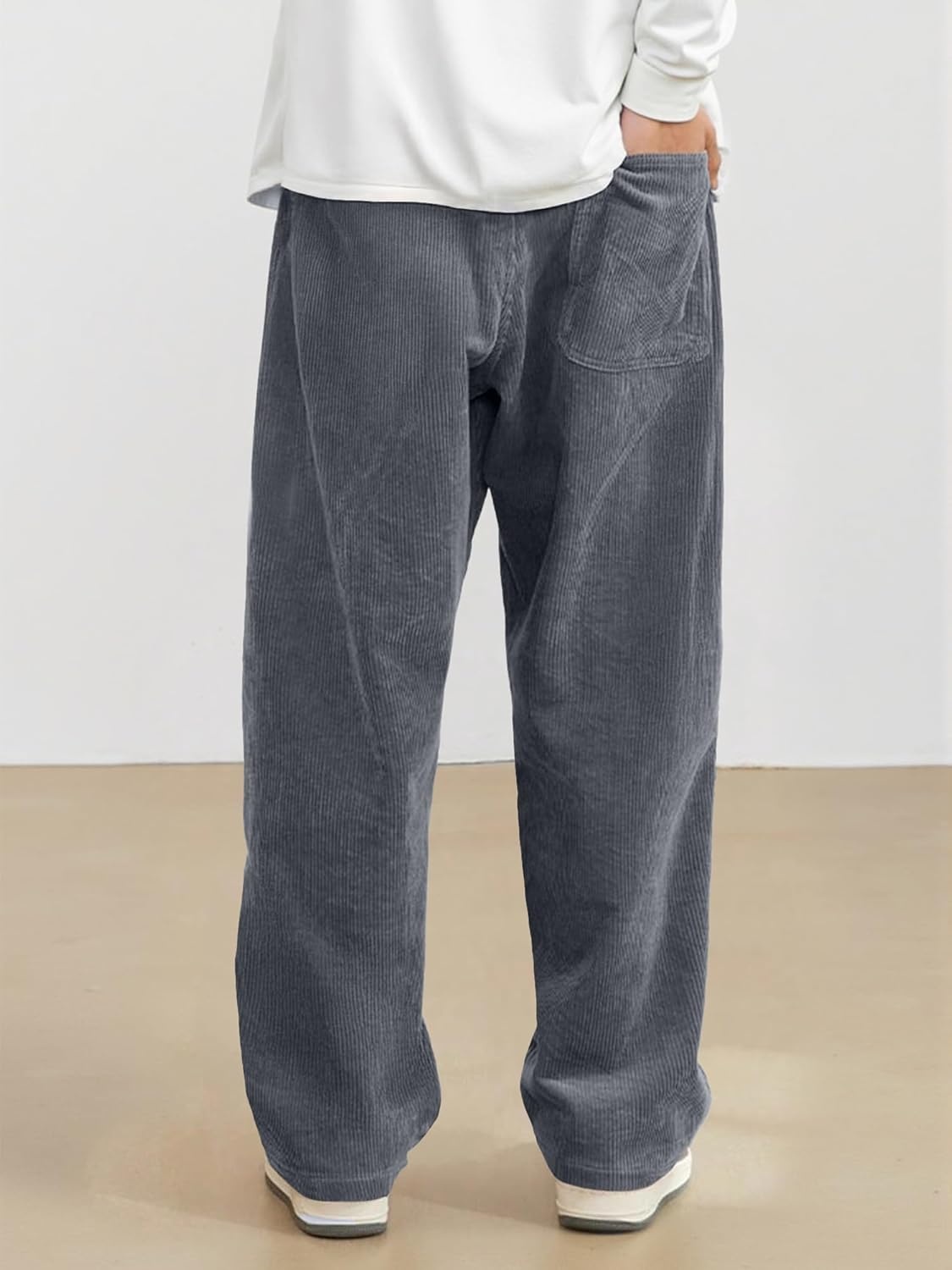 image:imageJMIERR Mens Corduroy Pants Wide Leg Baggy Sweatpants  Loose Fit Joggers Elastic Waist Drawstring Casual Sweatpants Vintage Pants Fall Winter Fashion StreetwearGrey
