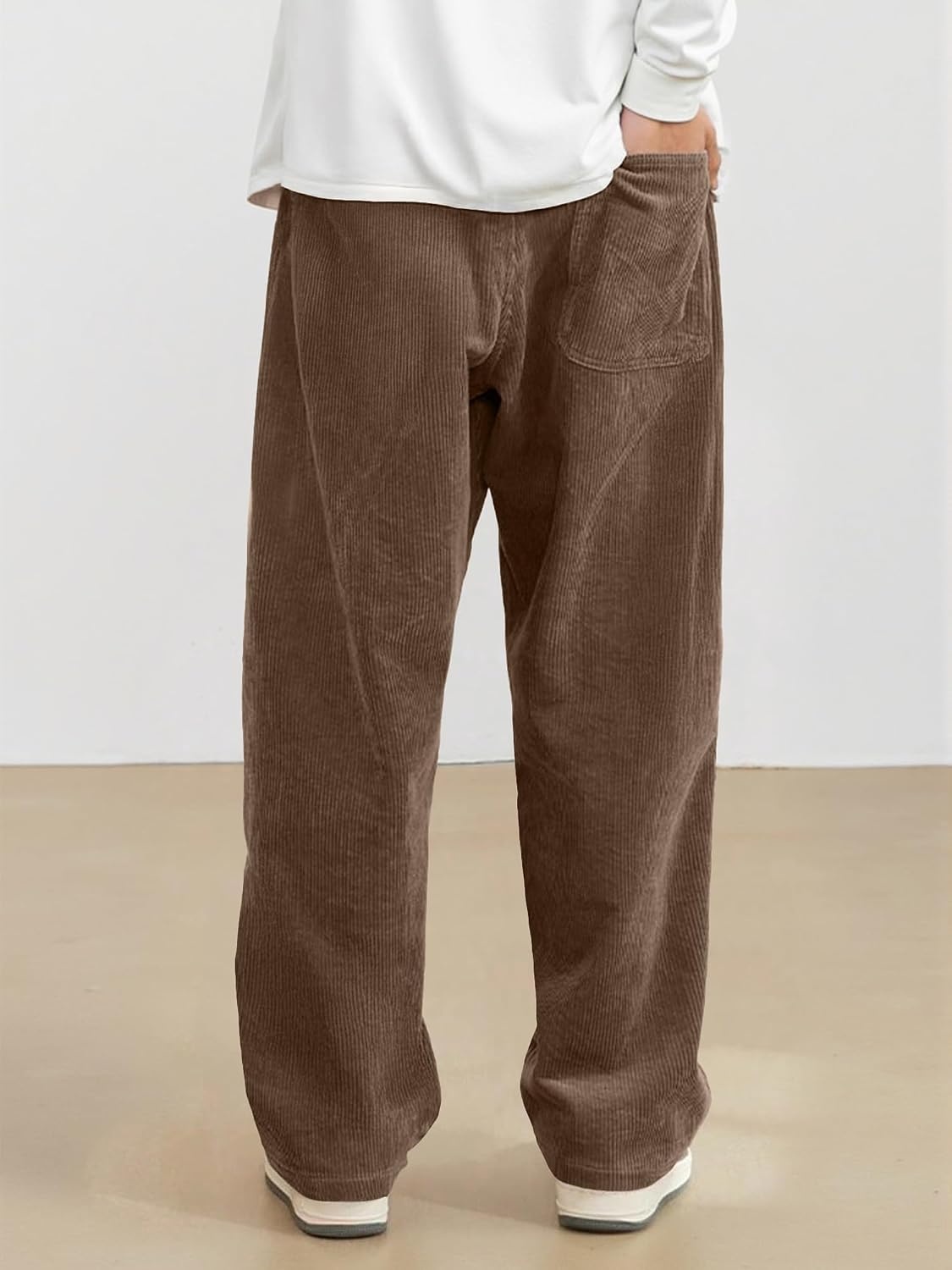 image:imageJMIERR Mens Corduroy Pants Wide Leg Baggy Sweatpants  Loose Fit Joggers Elastic Waist Drawstring Casual Sweatpants Vintage Pants Fall Winter Fashion StreetwearBrown