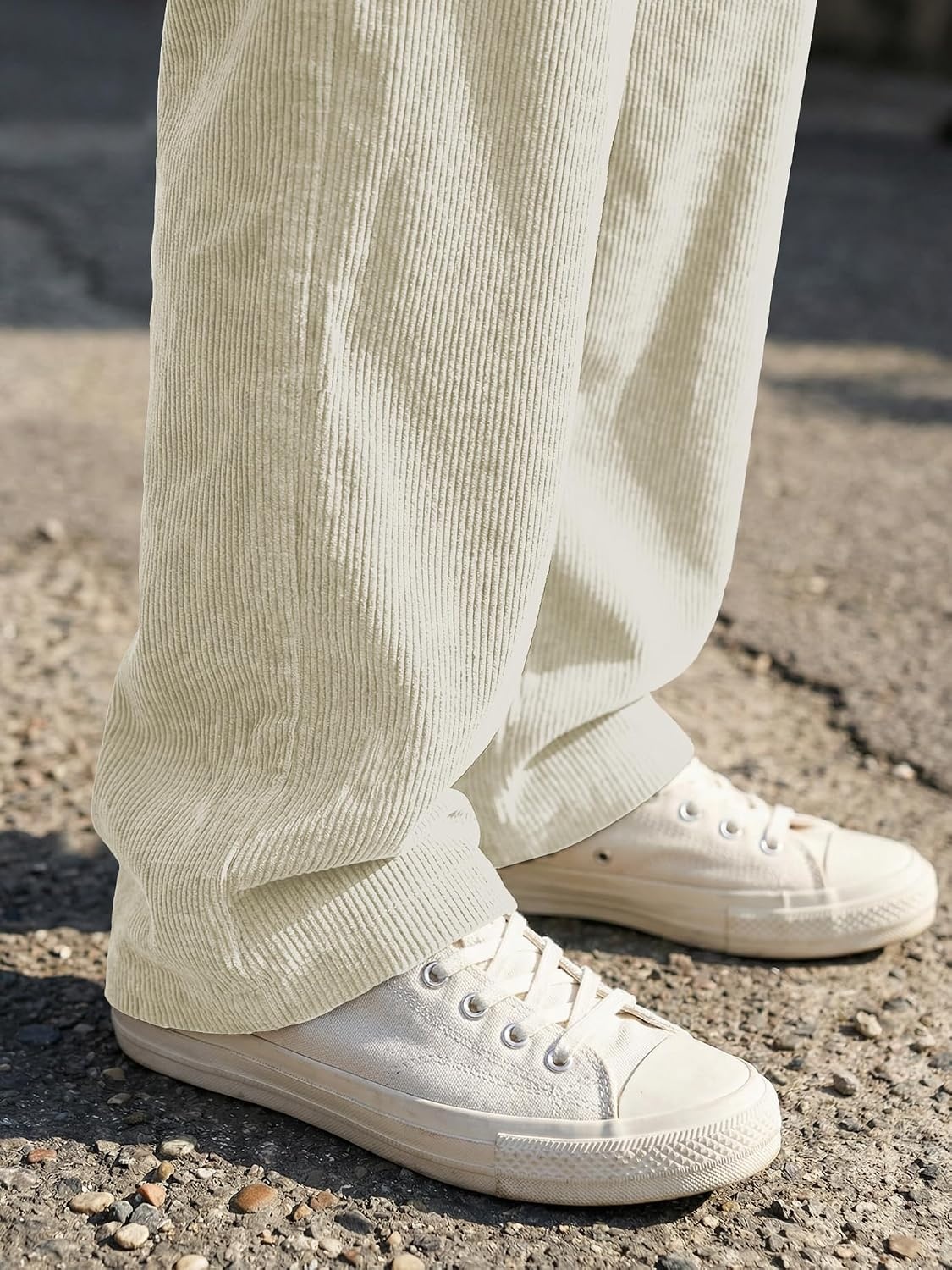 image:imageJMIERR Mens Corduroy Pants Wide Leg Baggy Sweatpants  Loose Fit Joggers Elastic Waist Drawstring Casual Sweatpants Vintage Pants Fall Winter Fashion StreetwearBeige