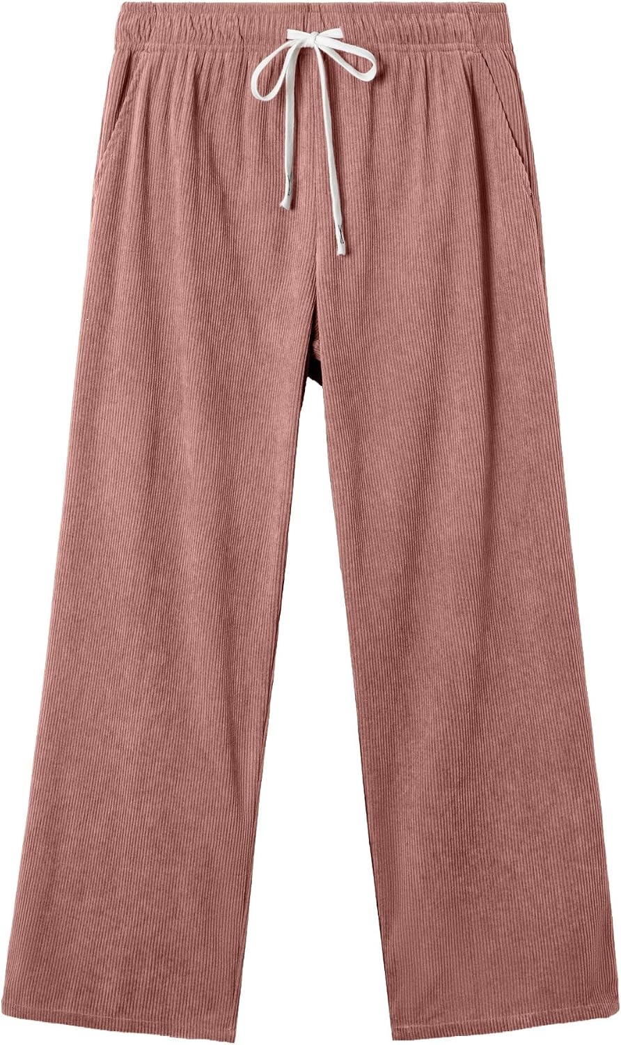 image:imageJMIERR Mens Corduroy Pants Wide Leg Baggy Sweatpants  Loose Fit Joggers Elastic Waist Drawstring Casual Sweatpants Vintage Pants Fall Winter Fashion StreetwearPink