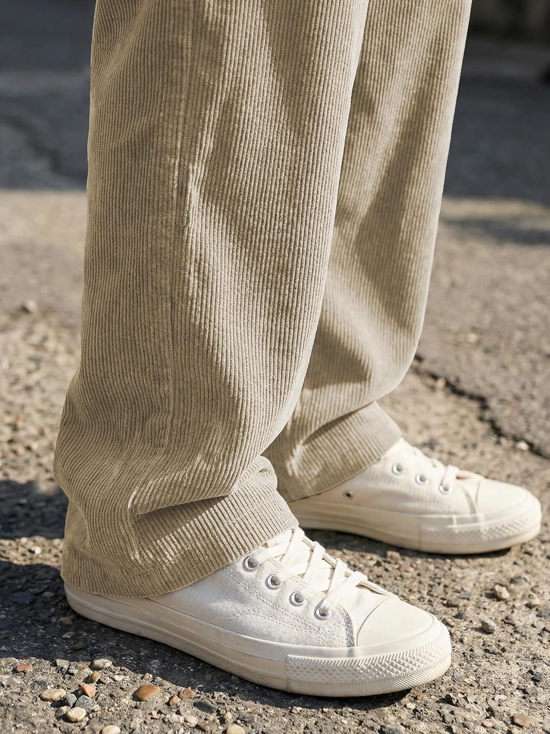 image:imageJMIERR Mens Corduroy Pants Wide Leg Baggy Sweatpants  Loose Fit Joggers Elastic Waist Drawstring Casual Sweatpants Vintage Pants Fall Winter Fashion StreetwearKhaki