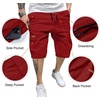 image:imageJMIERR Mens Casual Cotton Twill Cargo Shorts Drawstring Classic Chino Stretch Short with 6 Pockets1red