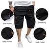 image:imageJMIERR Mens Casual Cotton Twill Cargo Shorts Drawstring Classic Chino Stretch Short with 6 PocketsA Black