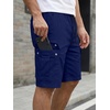 image:imageJMIERR Mens Casual Cotton Twill Cargo Shorts Drawstring Classic Chino Stretch Short with 6 PocketsA Blue