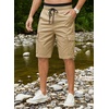 image:imageJMIERR Mens Casual Cotton Twill Cargo Shorts Drawstring Classic Chino Stretch Short with 6 PocketsA Khaki