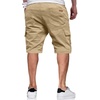 image:imageJMIERR Mens Casual Cotton Twill Cargo Shorts Drawstring Classic Chino Stretch Short with 6 PocketsA Khaki
