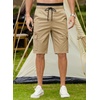image:imageJMIERR Mens Casual Cotton Twill Cargo Shorts Drawstring Classic Chino Stretch Short with 6 PocketsA Khaki
