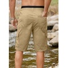image:imageJMIERR Mens Casual Cotton Twill Cargo Shorts Drawstring Classic Chino Stretch Short with 6 PocketsA Khaki