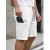 image:imageJMIERR Mens Casual Cotton Twill Cargo Shorts Drawstring Classic Chino Stretch Short with 6 PocketsA White