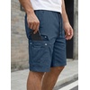 image:imageJMIERR Mens Casual Cotton Twill Cargo Shorts Drawstring Classic Chino Stretch Short with 6 PocketsB Blue