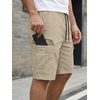 image:imageJMIERR Mens Casual Cotton Twill Cargo Shorts Drawstring Classic Chino Stretch Short with 6 PocketsB Brown
