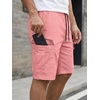 image:imageJMIERR Mens Casual Cotton Twill Cargo Shorts Drawstring Classic Chino Stretch Short with 6 PocketsPink