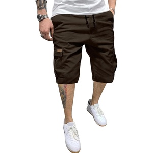 image:imageJMIERR Mens Casual Cotton Twill Cargo Shorts Drawstring Classic Chino Stretch Short with 6 PocketsA Brown
