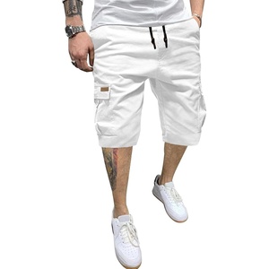 image:imageJMIERR Mens Casual Cotton Twill Cargo Shorts Drawstring Classic Chino Stretch Short with 6 PocketsA White