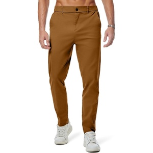 image:imageJMIERR Mens Chino Pants Casual Elastic Waist Tapered Golf TrousersCamel Brown