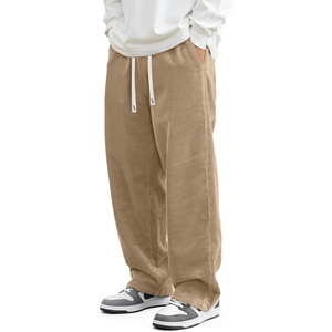 image:imageJMIERR Mens Corduroy Pants Wide Leg Baggy Sweatpants  Loose Fit Joggers Elastic Waist Drawstring Casual Sweatpants Vintage Pants Fall Winter Fashion StreetwearLight Brown