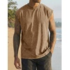 image:imageJMIERR Mens 100 Cotton Sleeveless Tank Tops Cut Off Muscle Gym T Shirts Casual Beach Loose Fit TeesBrown