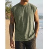 image:imageJMIERR Mens 100 Cotton Sleeveless Tank Tops Cut Off Muscle Gym T Shirts Casual Beach Loose Fit TeesGreen