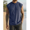 image:imageJMIERR Mens 100 Cotton Sleeveless Tank Tops Cut Off Muscle Gym T Shirts Casual Beach Loose Fit TeesNavy Blue